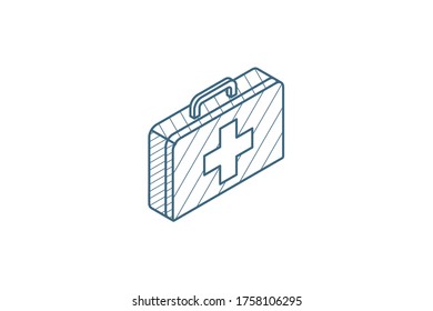 medicine chest isometric icon. 3d vector illustration. Isolated line art technical drawing. Editable stroke