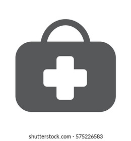 Medicine chest vector sign. First aid kit vector icon. Medical bag flat illustration. Medic box isolated image. Medical help service button pictogram.