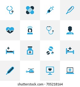Medicine Colorful Icons Set. Collection Of Medical Data, Temperature, Adhesive Plaster And Other Elements. Also Includes Symbols Such As Tools, Polyclinic, Healthy. Medicine Colorful Icons Set. Collection Of Medical Data, Temperature, Adhesive Plaster And Other Elements. Also Includes Symbols Such As Tools, Polyclinic, Healthy.