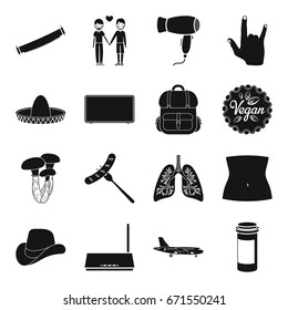 medicine, computer, gay and other web icon in black style. woodworking, Equipment, logistics