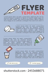 Medicine concept. Editable template design for flyer, announcement, post related to medicine, health and medicinal drugs