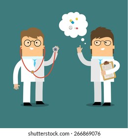 Medicine concept. Help and support. Flat vector illustration