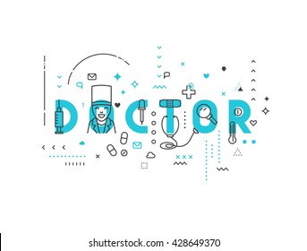 Medicine concept inscription doctor. Creative design elements for websites, mobile apps and printed materials.