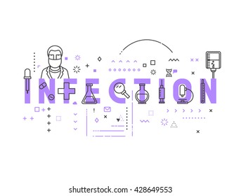 Medicine concept inscription infection. Creative design elements for websites, mobile apps and printed materials.