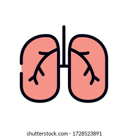 medicine concept, lungs icon over white background, line and fill style, vector illustration