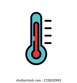 medicine concept, temperature thermometer icon over white background, line and fill style, vector illustration