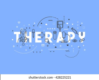 Medicine concept Therapy. Creative design elements for websites, mobile apps and printed materials. Industry pharmaceuticals 