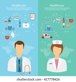 Medicine concept vector illustration in modern flat design style