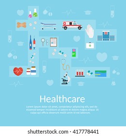 Medicine concept vector illustration in modern flat design style