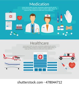 Medicine concept vector illustration in modern flat design style