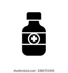 Medicine container, pill bottle - flat vector icon	