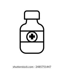 Arzneimittelbehälter, Tablettenflasche - Symbol für eine flache Vektorgrafik	