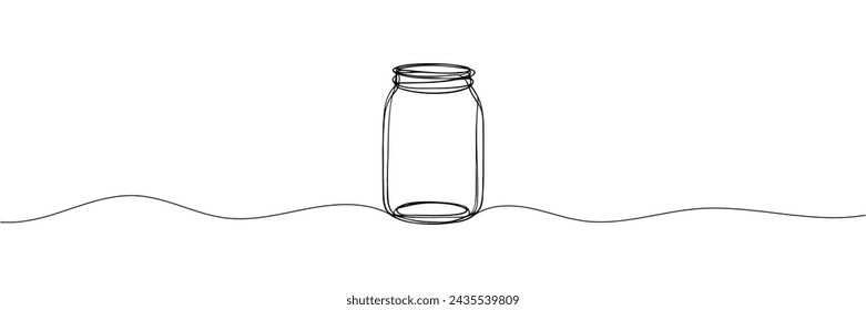 Medicine container, pill bottle, vitamins and supplements jar. Pharmaceutical packaging. One line continuous drawing vector illustration