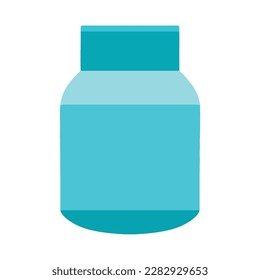 Medicine container with pills and liquid inside isolated