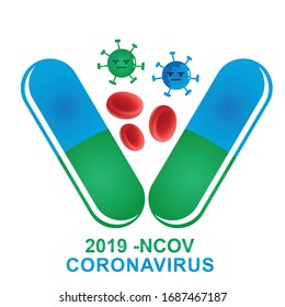Medicine for  COVID-19 corona-virus symbol