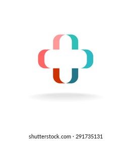 Medicine cross color ribbon shape outline logo