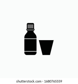 Medicine and cup bottle icon. Vector sign symbol isolated.