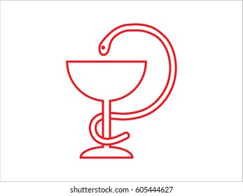 medicine cup, snake, icon, vector illustration eps10