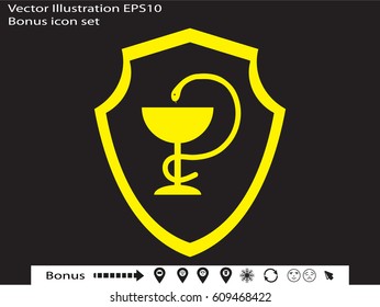 medicine cup, snake, icon, vector illustration eps10
