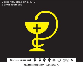medicine cup, snake, icon, vector illustration eps10