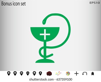 medicine cup, snake, icon, vector illustration eps10