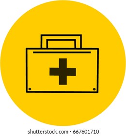 Medicine cupboard symbol on a yellow background