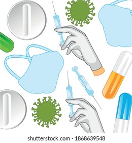 Medicine decorative pattern on white background is insulated