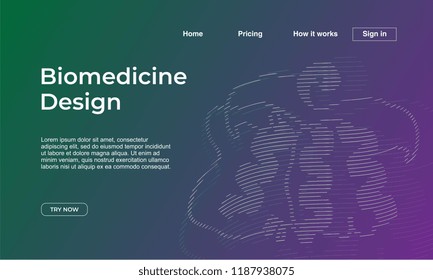 Medicine design of landing page with abstract gradient dna recombinant colorful background template. Vector illustration eps 10.