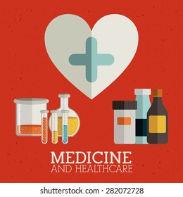Medicine design over orange background, vector illustration