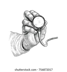 Medicine diagnosis disease,Hand holding stethoscope