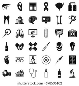 Medicine diagnostic icons set. Simple style of 36 medicine diagnostic vector icons for web isolated on white background