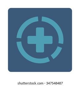 Medicine Diagram vector icon. Style is flat rounded square button, cyan and blue colors, white background.