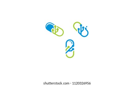 medicine digital pill logo vector icon