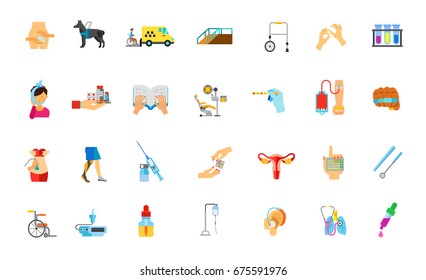 Medicine and Disability icon set