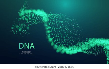 Medicine dna banner vector. DNA genome waves, future connect innovation design. Science biology chromosome molecule background. Technology ai genetic code. 