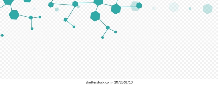 Fondo Panorámico Transparente Del Vector De Adn De Medicina. El telón de fondo de la tecnología Hexagon. Banner Científico Molecular Moderno. Plantilla de ciencia.