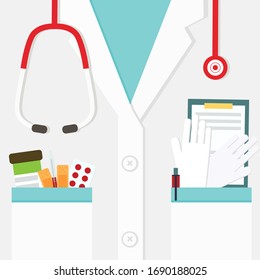 Medicine doctor unifrom concept. Medicine doctor working background. vector illustration.