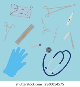 Medicine doctors tools isolated set. Vector flat graphic design cartoon illustration. March 14th Medicine day and October 3th international doctors day.