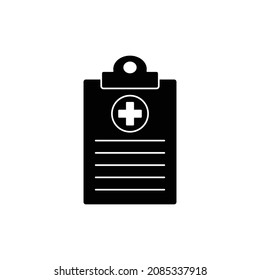 icono del documento de medicina información médica vectorial de la firma de la prescripción, icono del examen