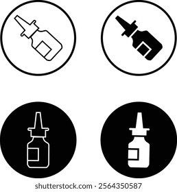 Medicine drop bottles icon set dropper and ampule realistic mockups. Vector containers of plastic and glass for eye drops and nose or nasal spray pipette or eyedropper and vial medical package design