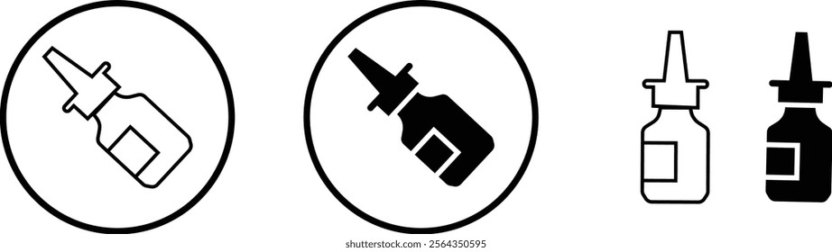 Medicine drop bottles icon set dropper and ampule realistic mockups. Vector containers of plastic and glass for eye drops and nose or nasal spray pipette or eyedropper and vial medical package design