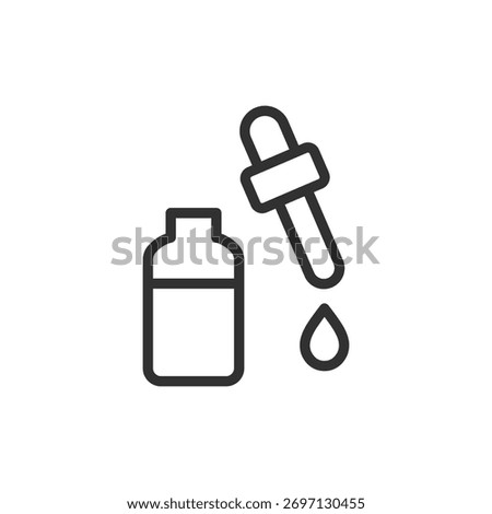 Medicine dropper bottle, linear icon. Liquid drug and dosage tool. Line with editable stroke.