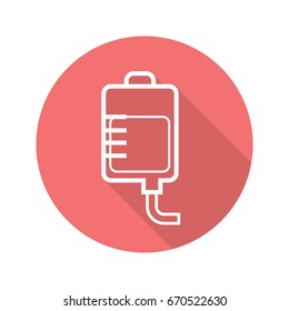 Medicine dropper flat linear long shadow icon. Vector outline symbol