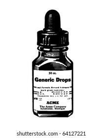 Medicine Drops - Retro Clipart Illustration