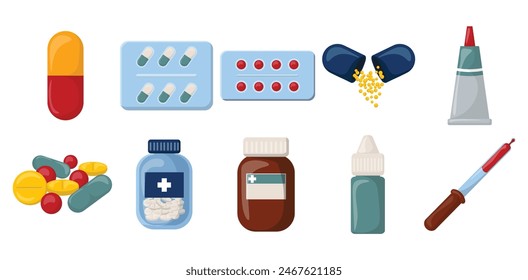 Medicine and Drug Illustration Set