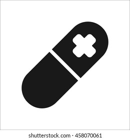 Medicine drug pill symbol sign simple icon on background