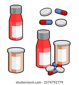 Medicine Drugs Capsule Tablets Pills Vector Illustration