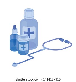 medicine drugs on white background