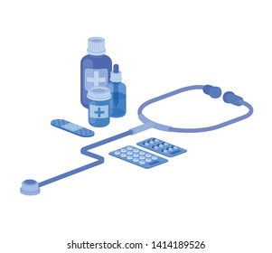 medicine drugs on white background