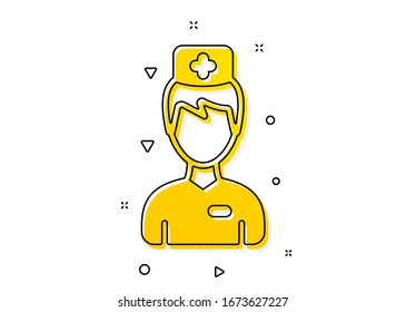 Medicine drugs sign. Doctor icon. Pharmacy medication symbol. Yellow circles pattern. Classic doctor icon. Geometric elements. Vector